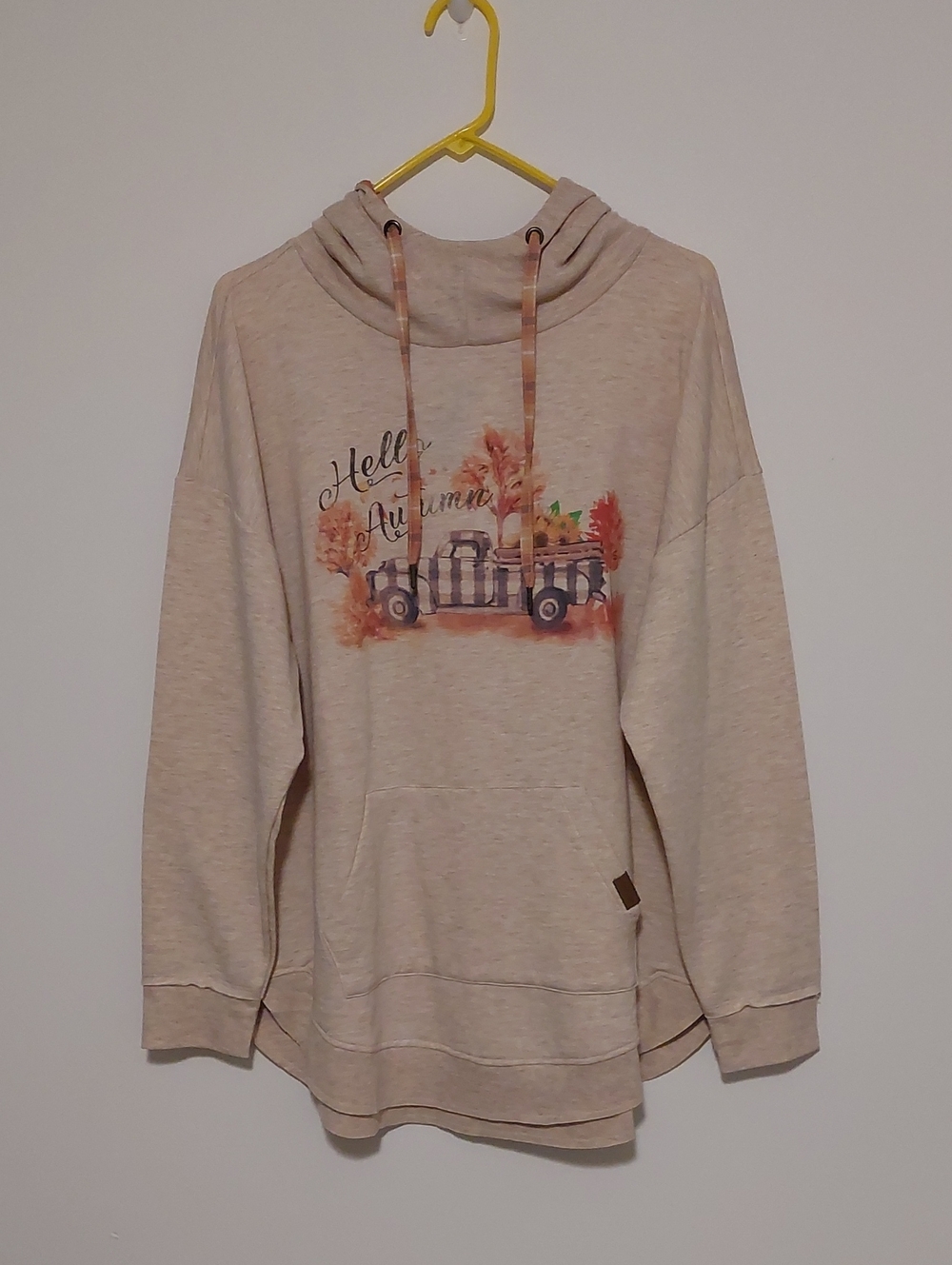 Maurices Beige 'Hello Autumn' Cozy Soft Pullover Hoodie NWT Size 0X / 14W